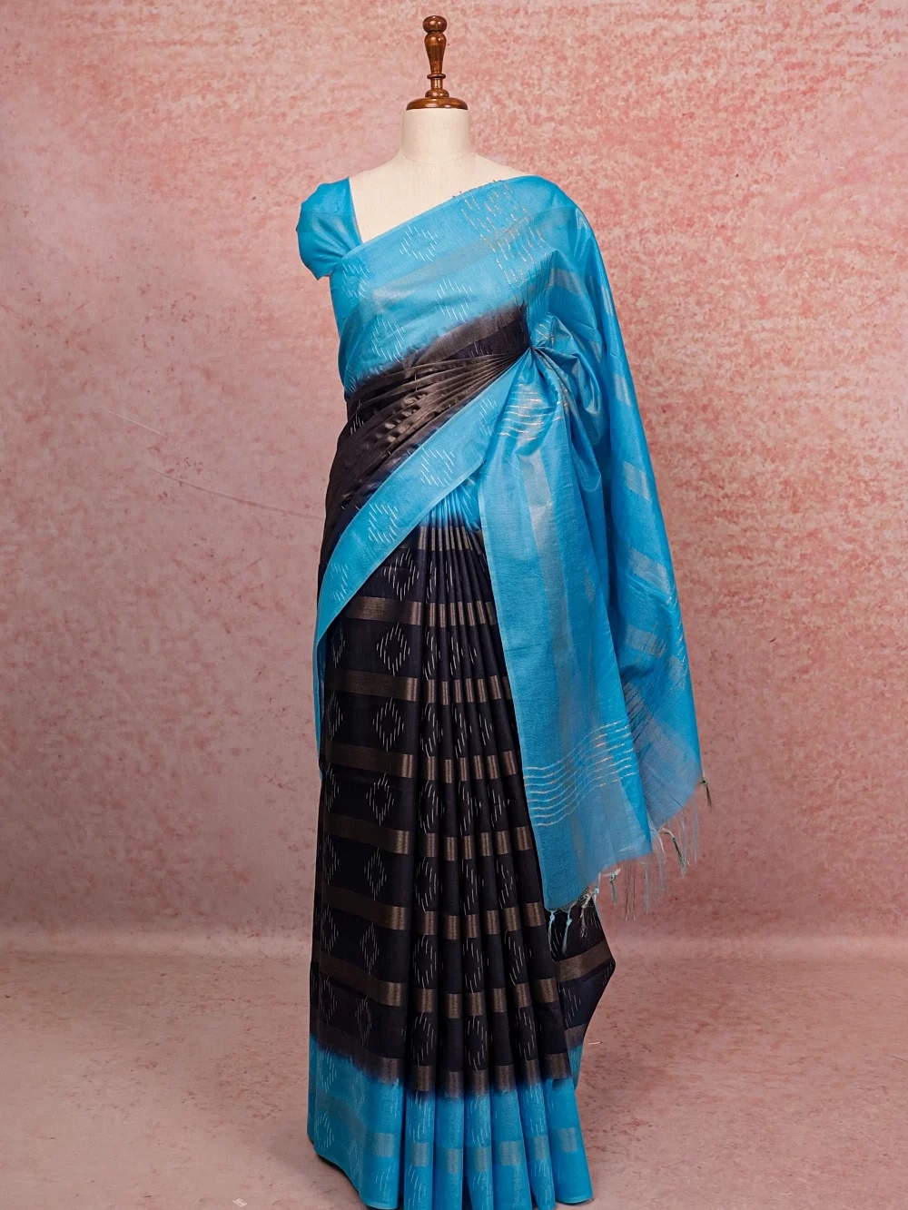 Black Semi Tussar Saree