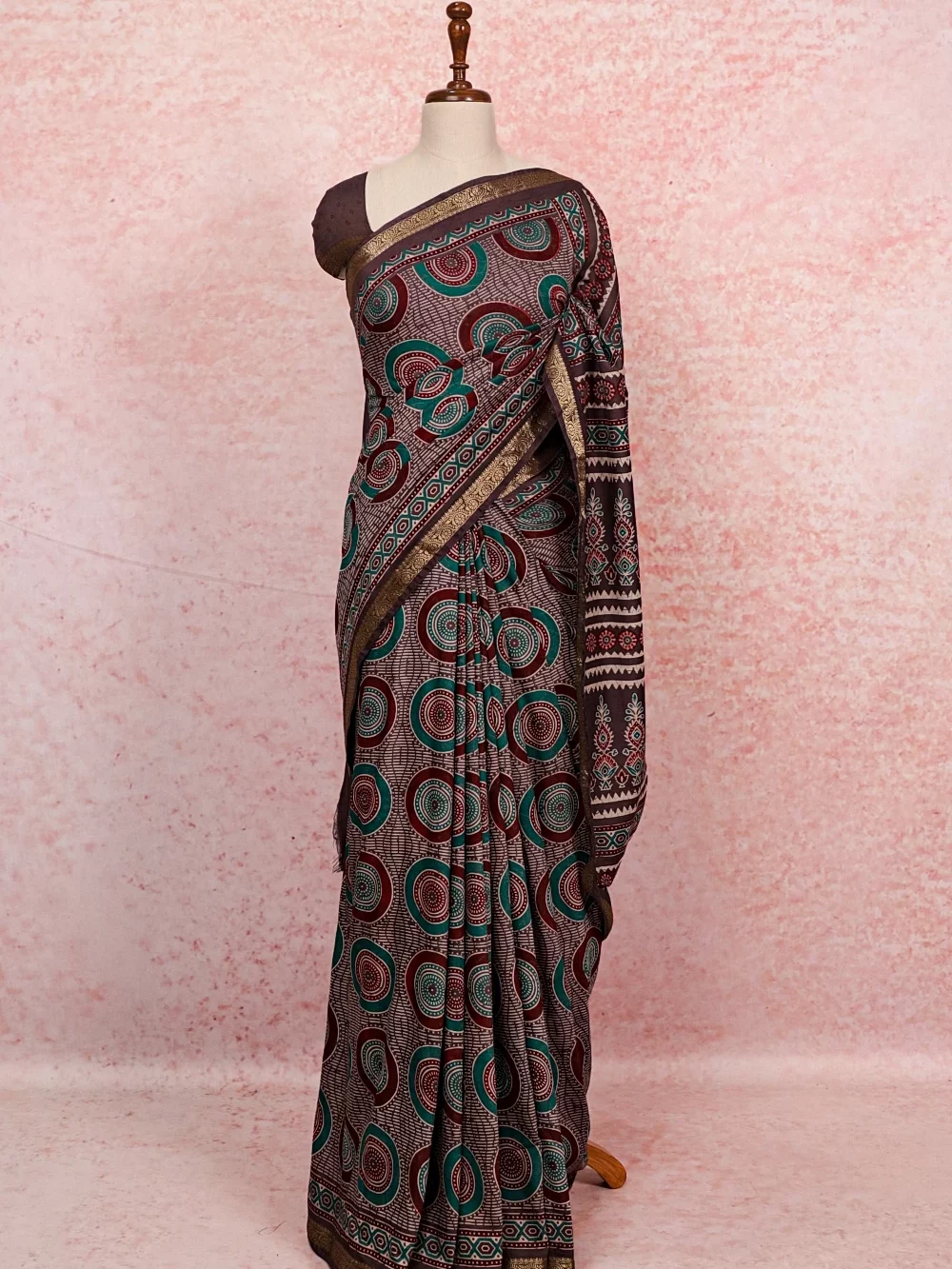 Steel Grey Semi Chanderi Saree