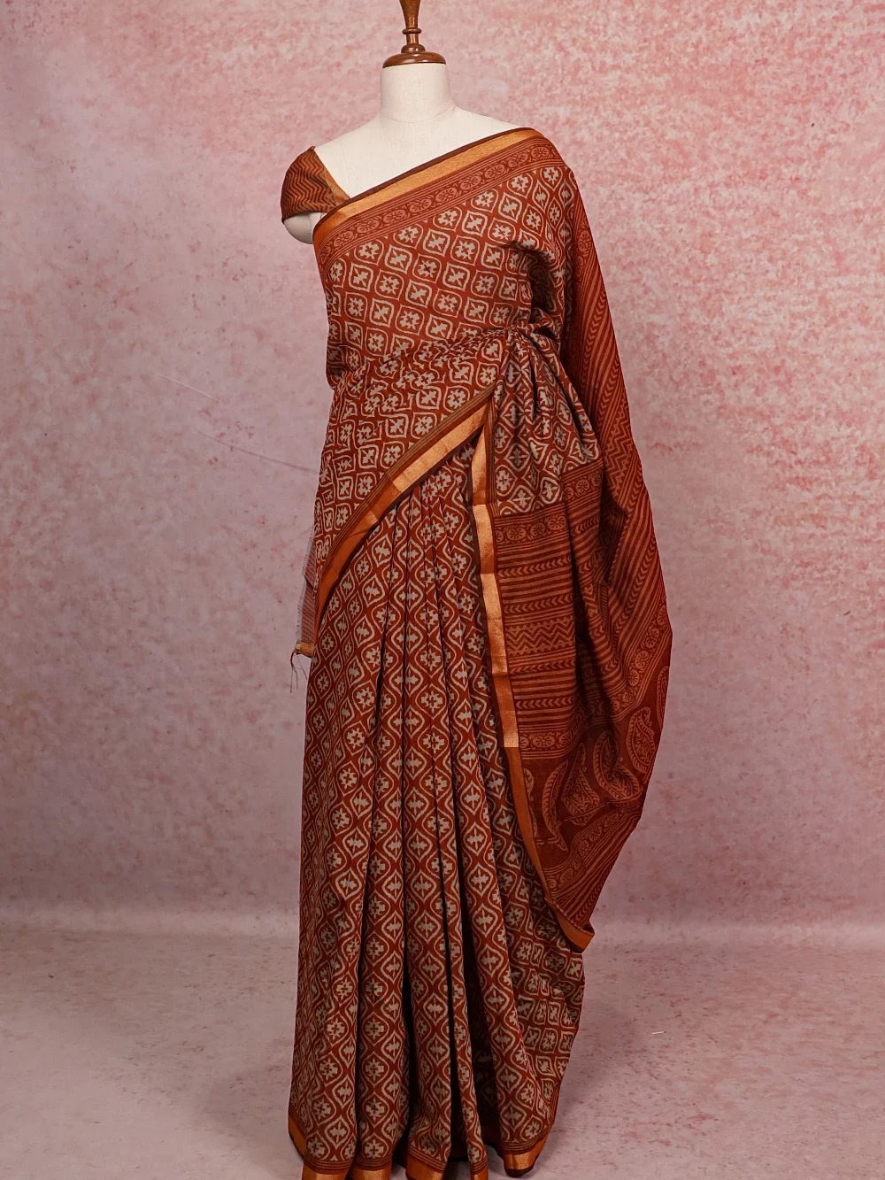 Maroon Cotton Silk Saree