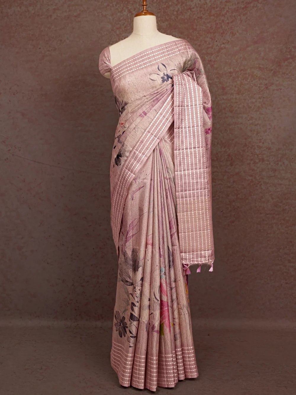 Light lavender Semi Jute Saree