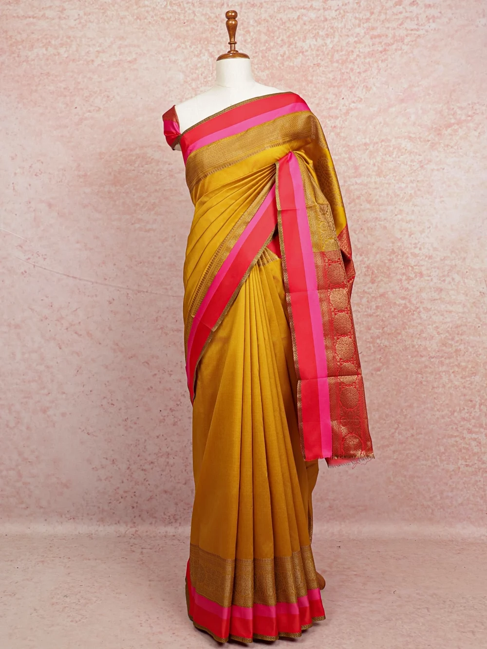 Mustard Gold Semi Silk Saree