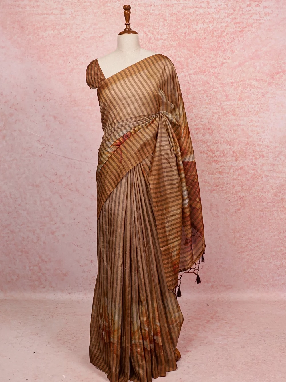 Fawn Semi Tussar Saree