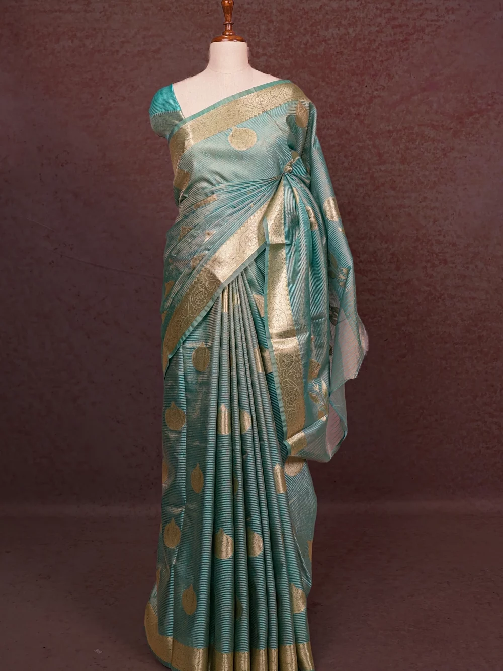 Sea Green Semi Tissue Saree
