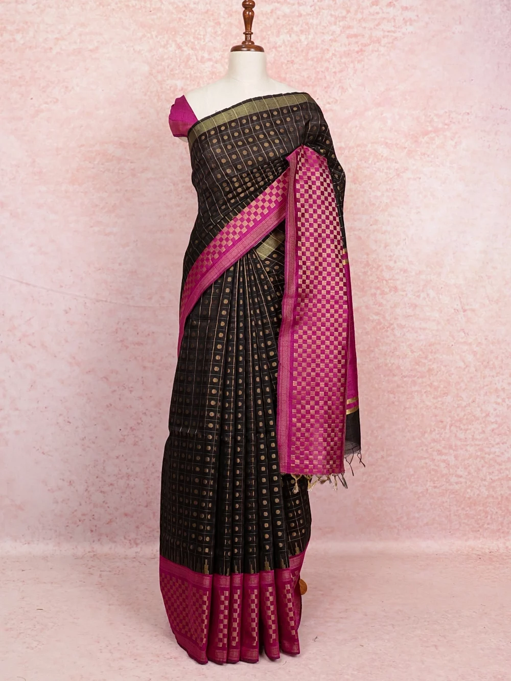 Black Cotton Silk Saree
