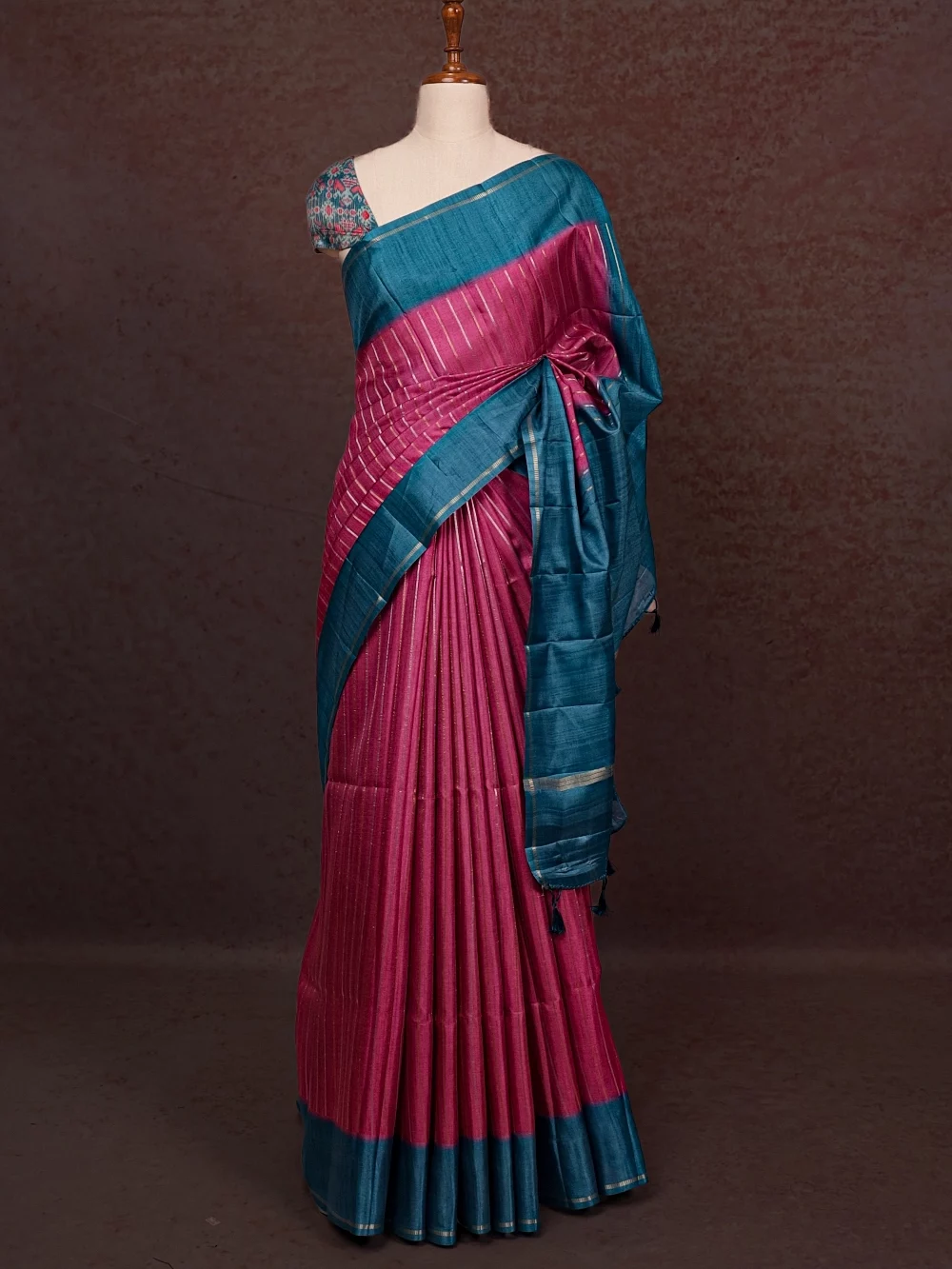 Onion Pink Semi Tussar Saree