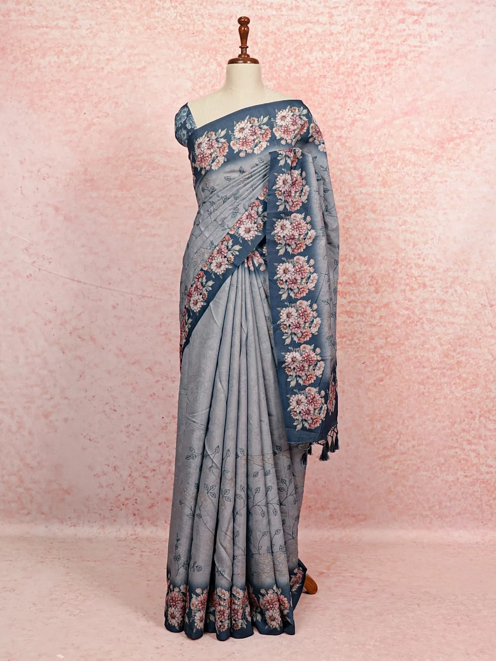 Grey Semi Tussar Saree