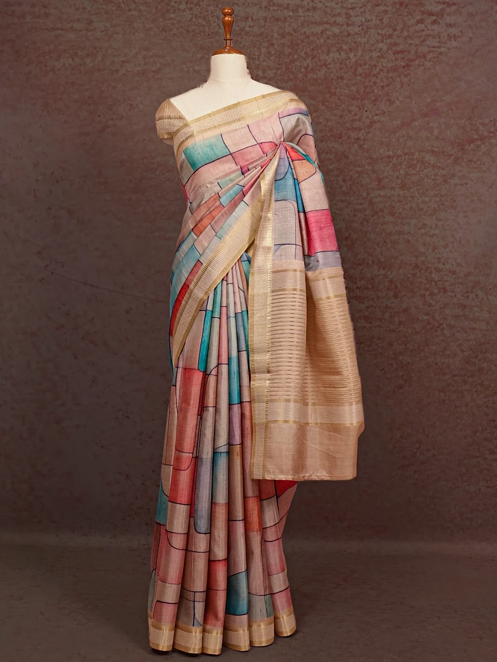 Multi Color Semi Tussar Saree