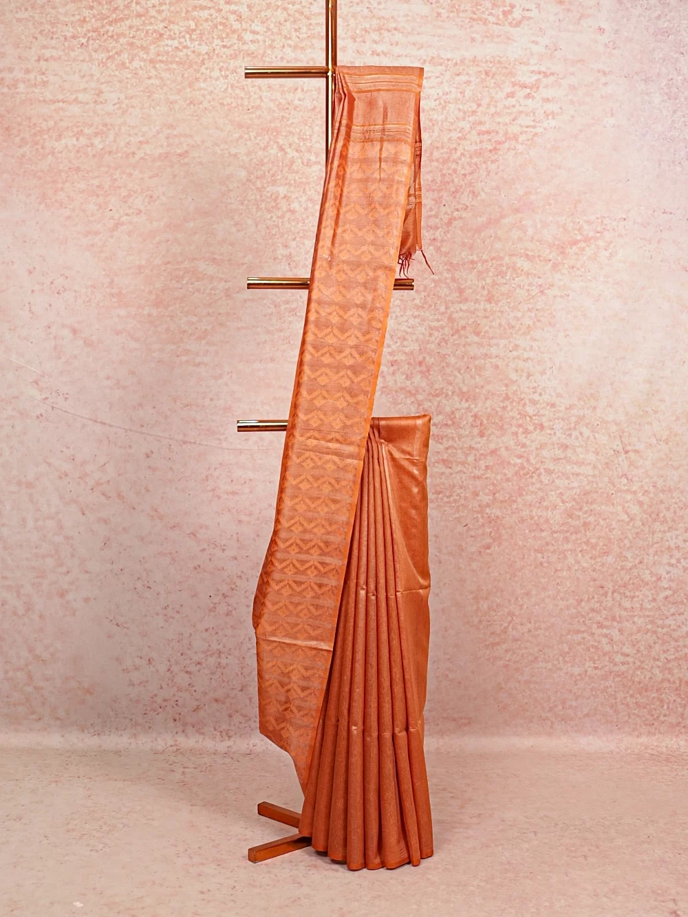 Light Peach Tussar Silk Saree