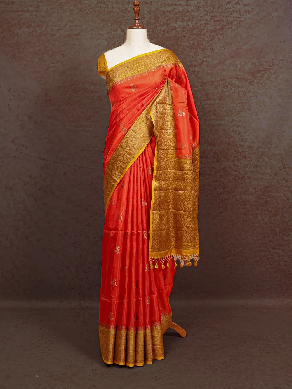 Orange Banarasi Silk Saree