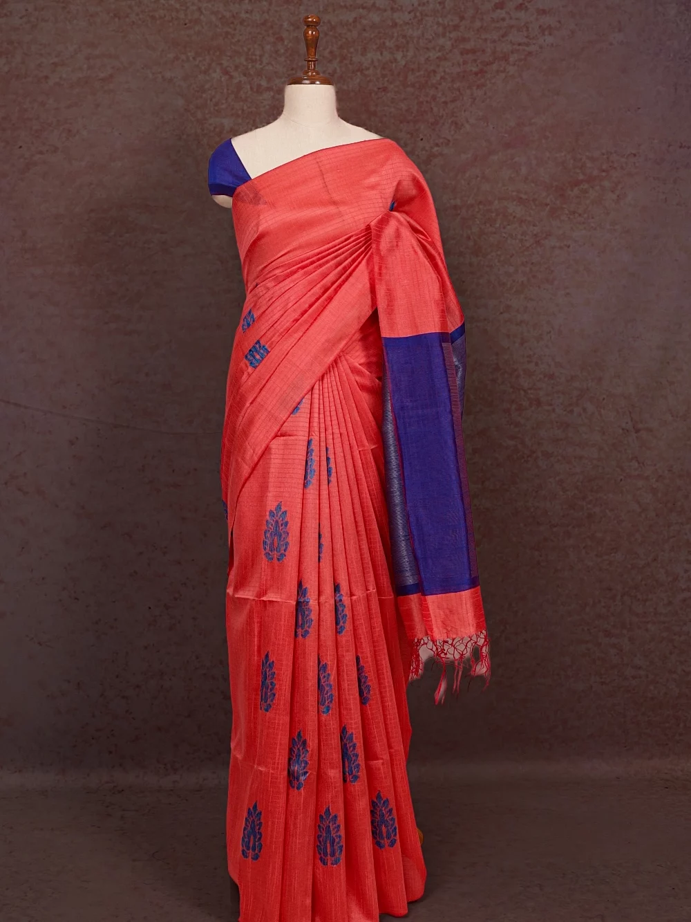 Light Orange Semi Jute Saree