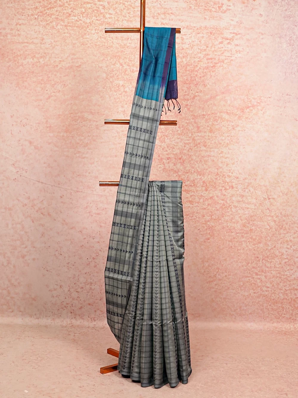 Grey Kora Silk Saree
