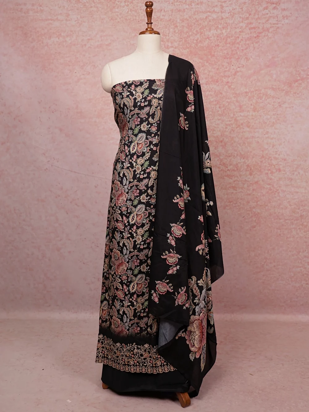 Black Mascline Printed Unstitched Churidhar Material