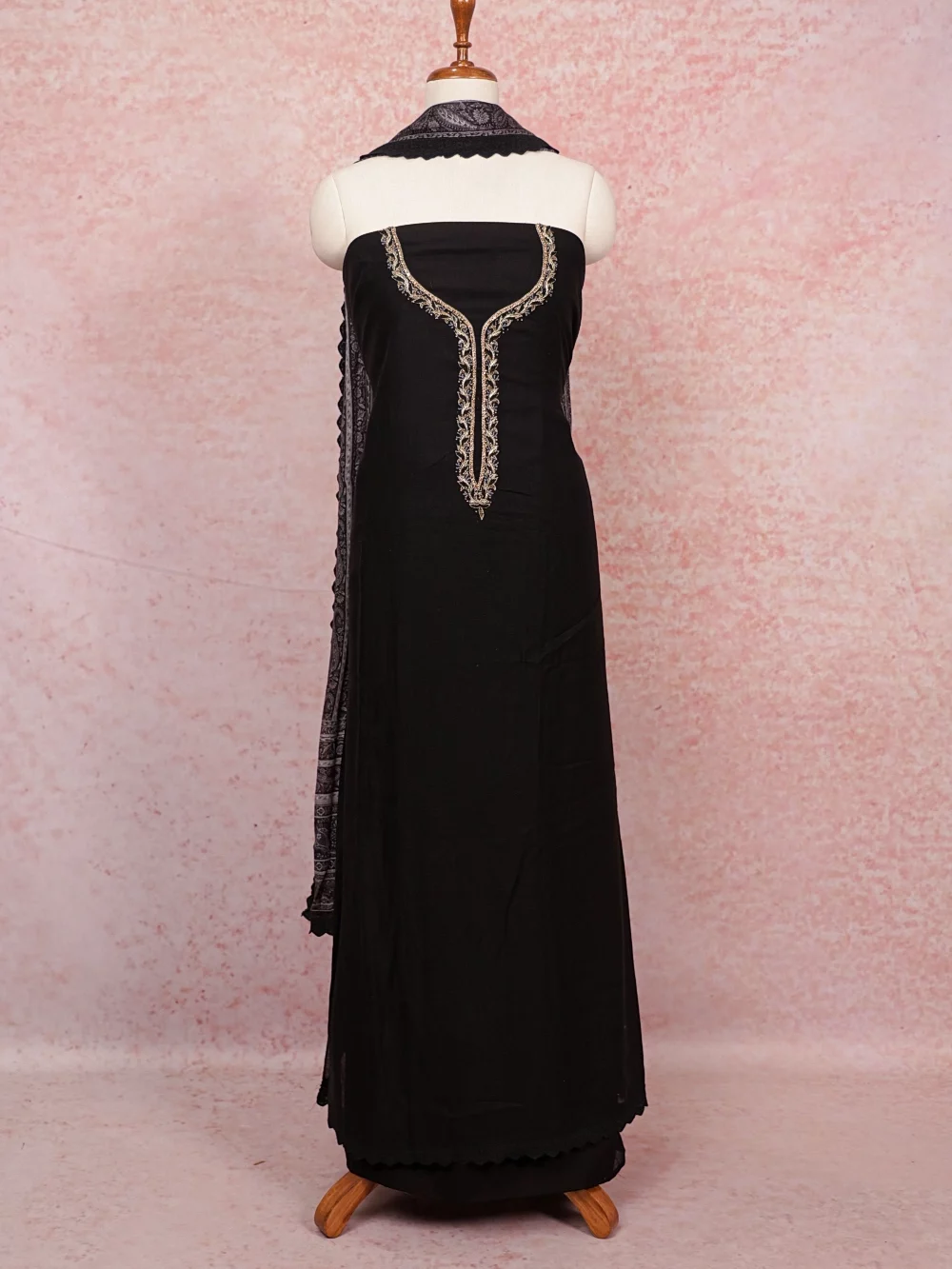 Black Linen Plain Body Unstitched Churidhar Material