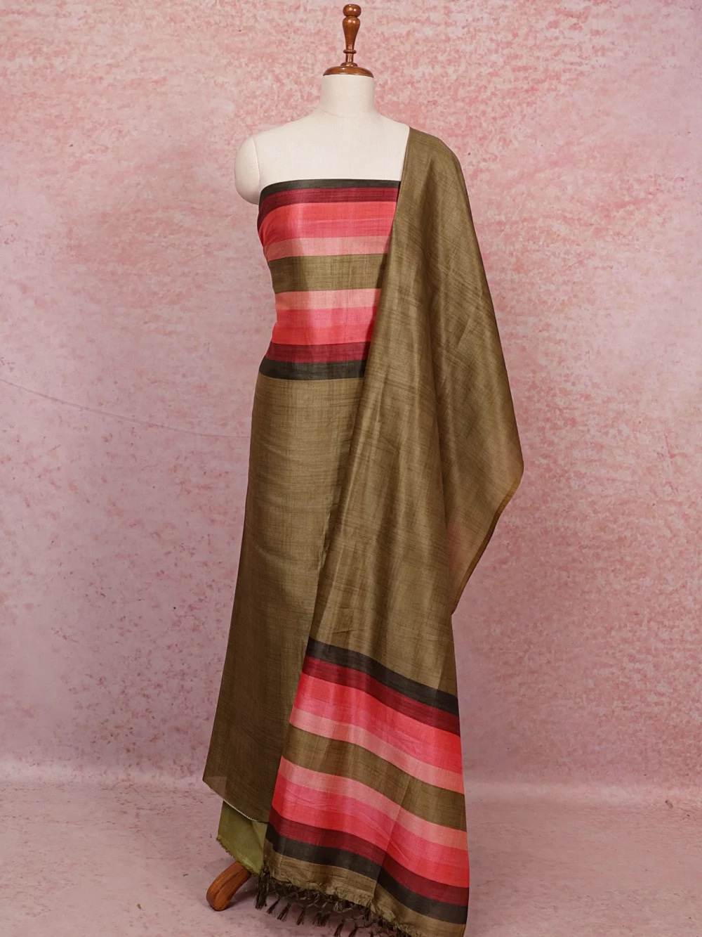 Moss Green Chanderi Plain Body Unstitched Churidhar Material