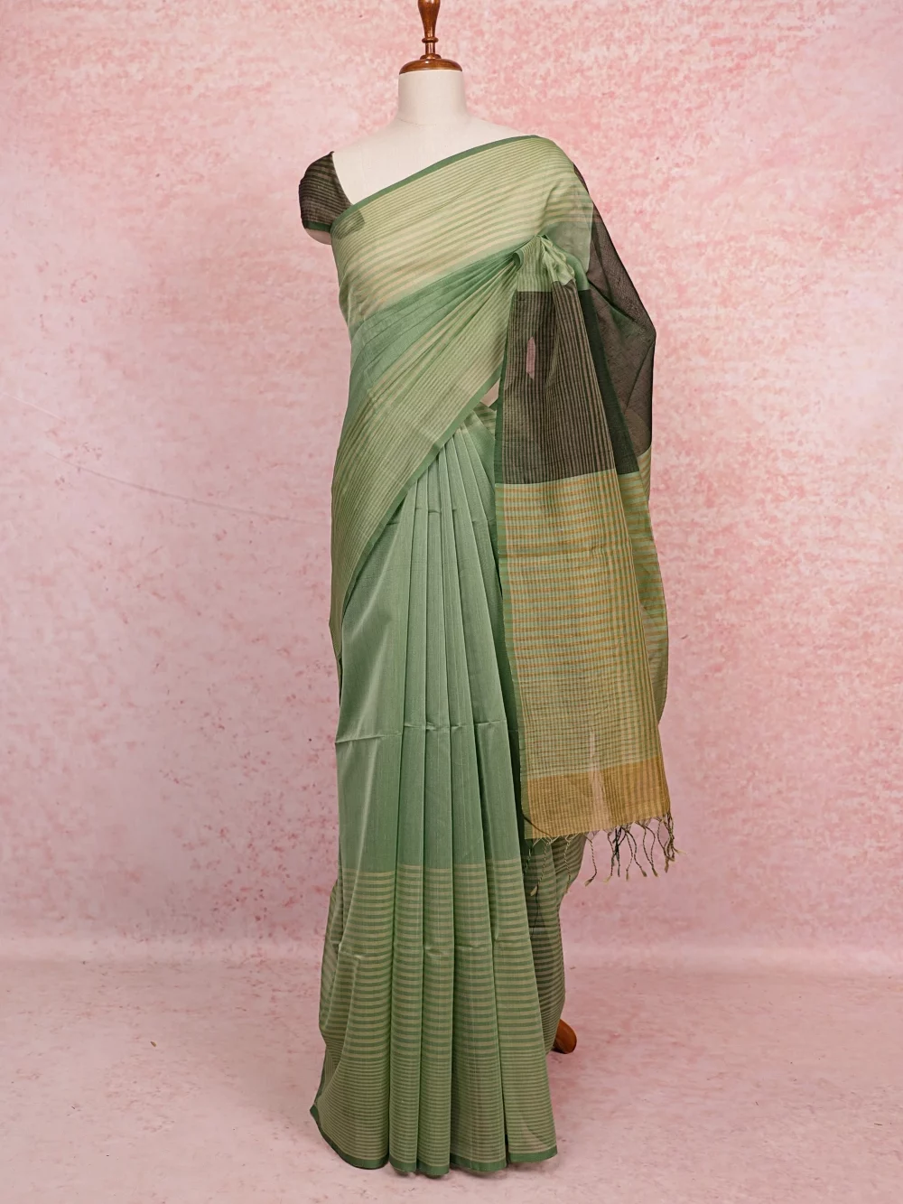 Light Olive Green Cotton Saree
