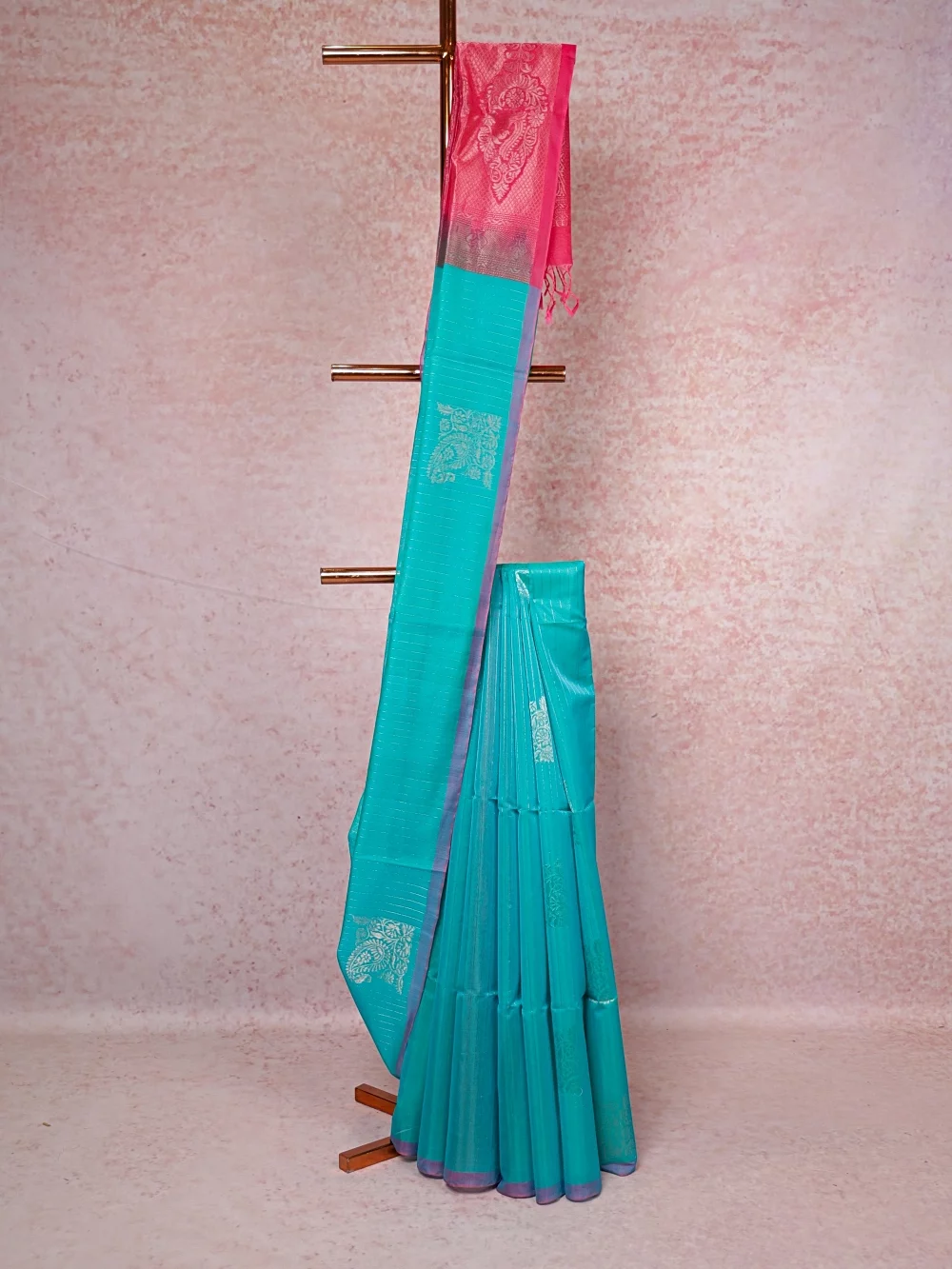 Sapphire Green Cotton Silk Saree