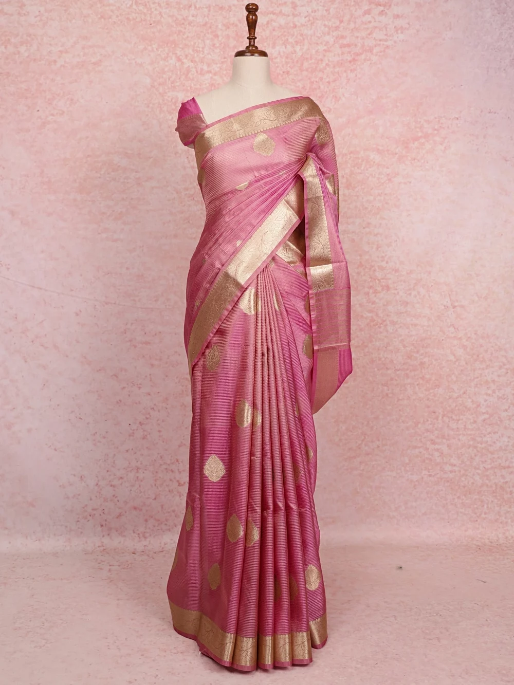 Baby Pink Semi Jute Saree