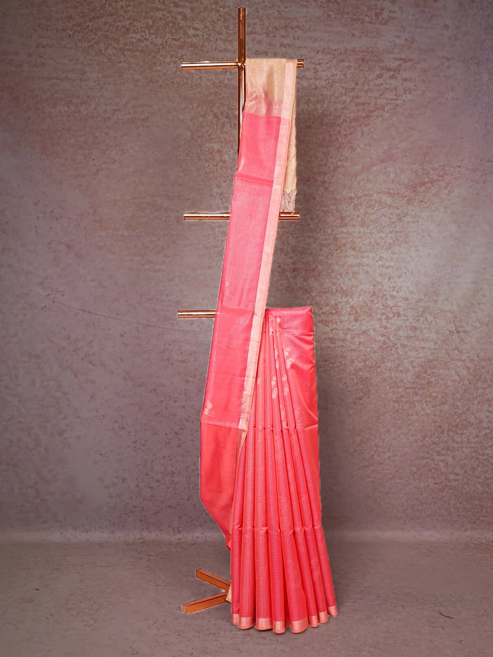 Sun Set Orange Tissue Silk Saree