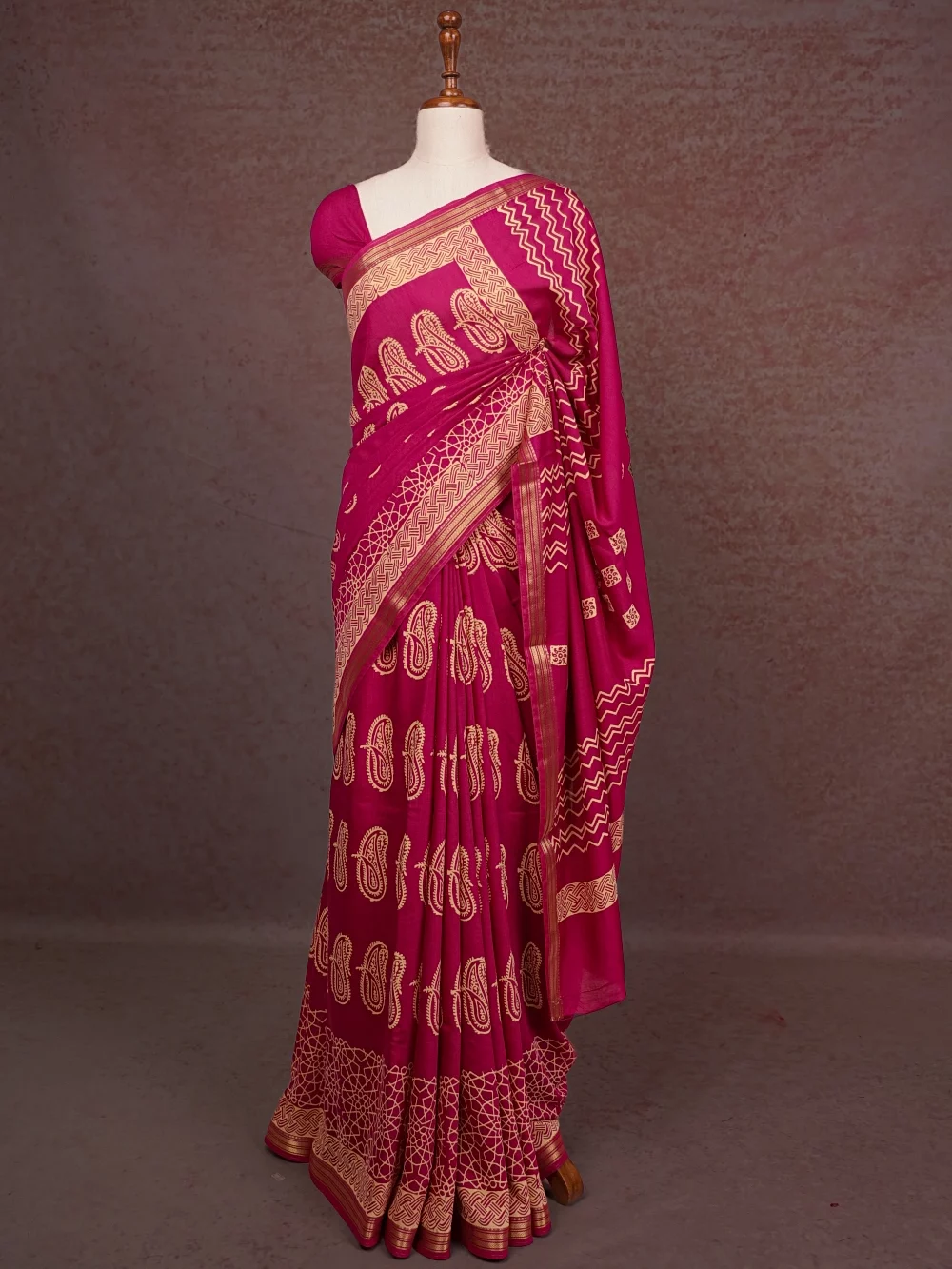 Magenta Semi Chanderi Saree