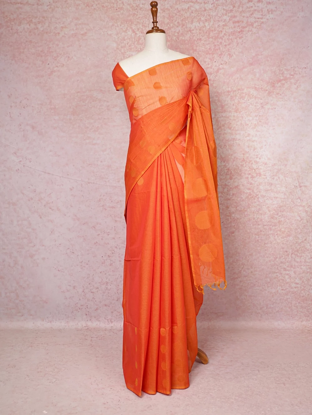 Orange Cotton Saree