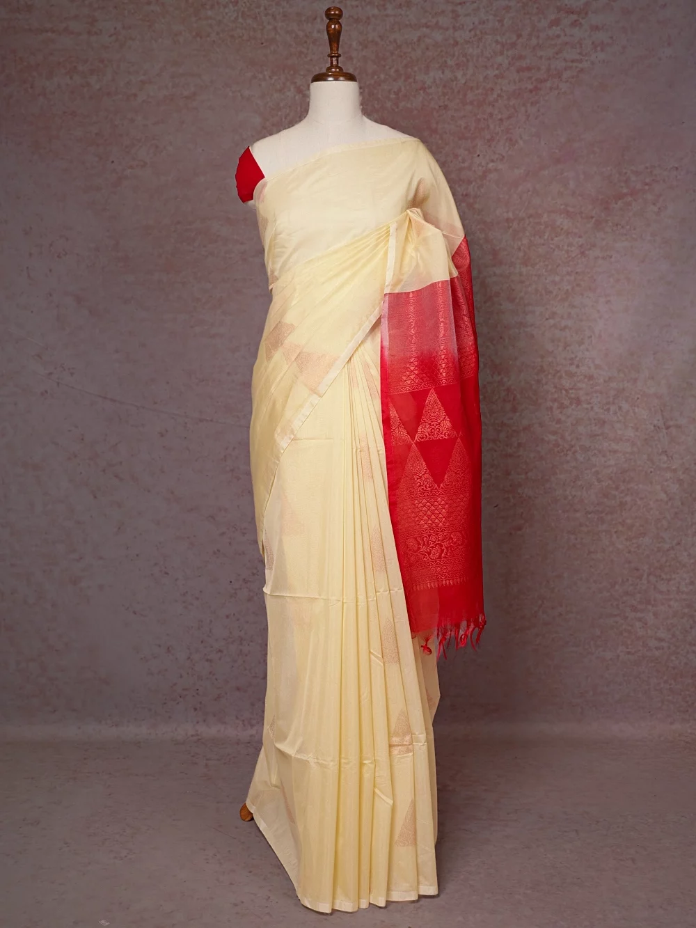 Cream Cotton Silk Saree