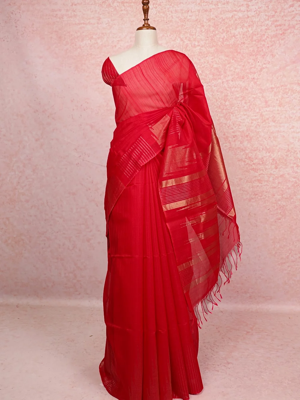 Red Cotton Silk Saree