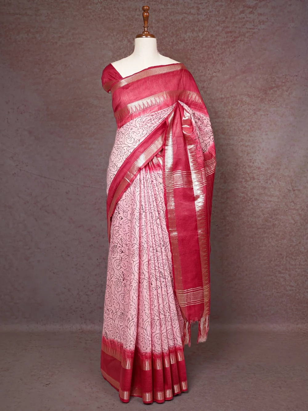 Pink Cotton Saree