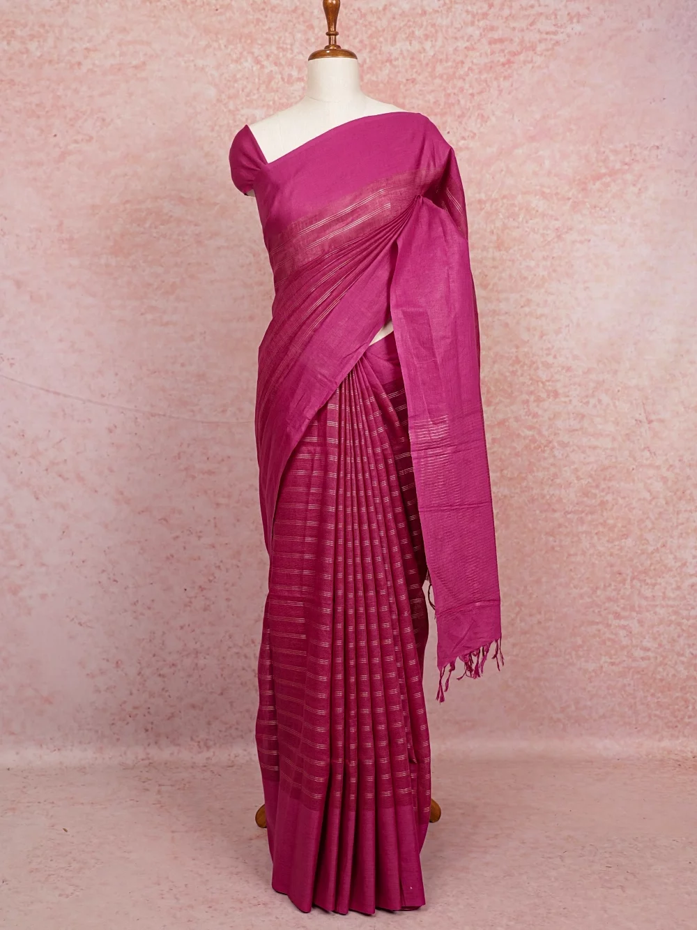 Wine Cotton Saree