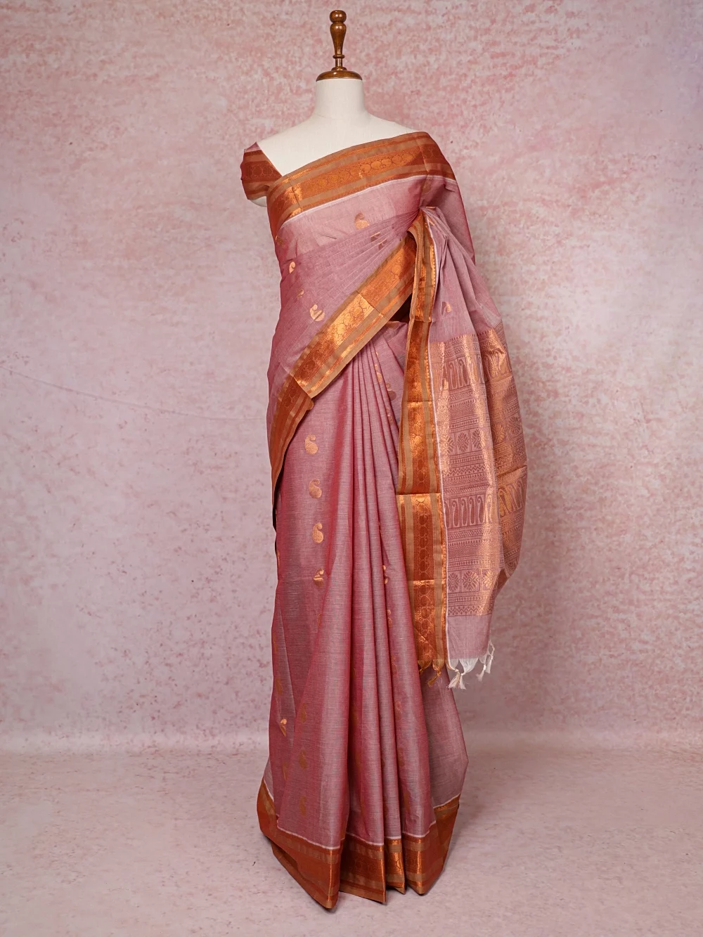 Dusty Rose Cotton Saree