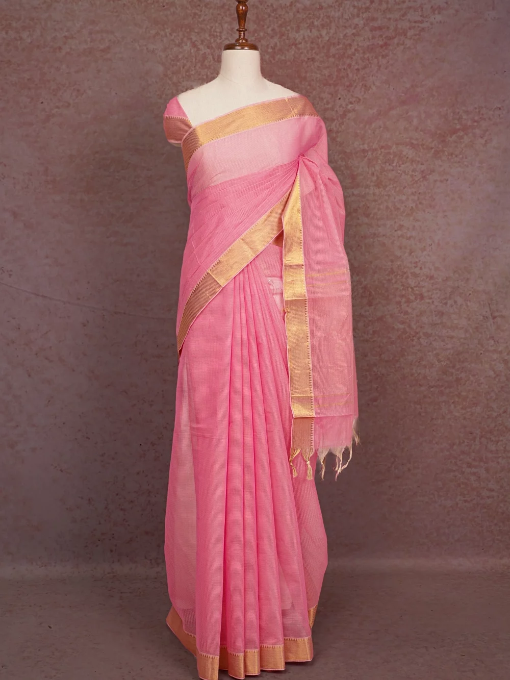 Pink Cotton Saree
