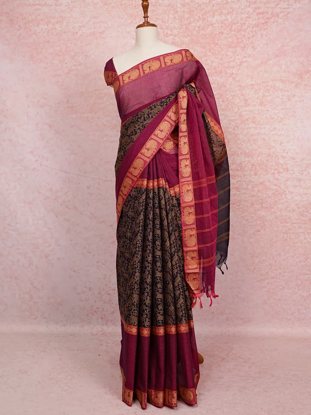 Black Cotton Saree