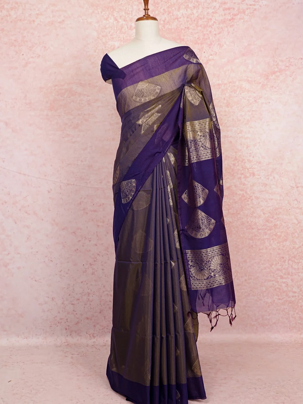 Light Violet Cotton Silk Saree