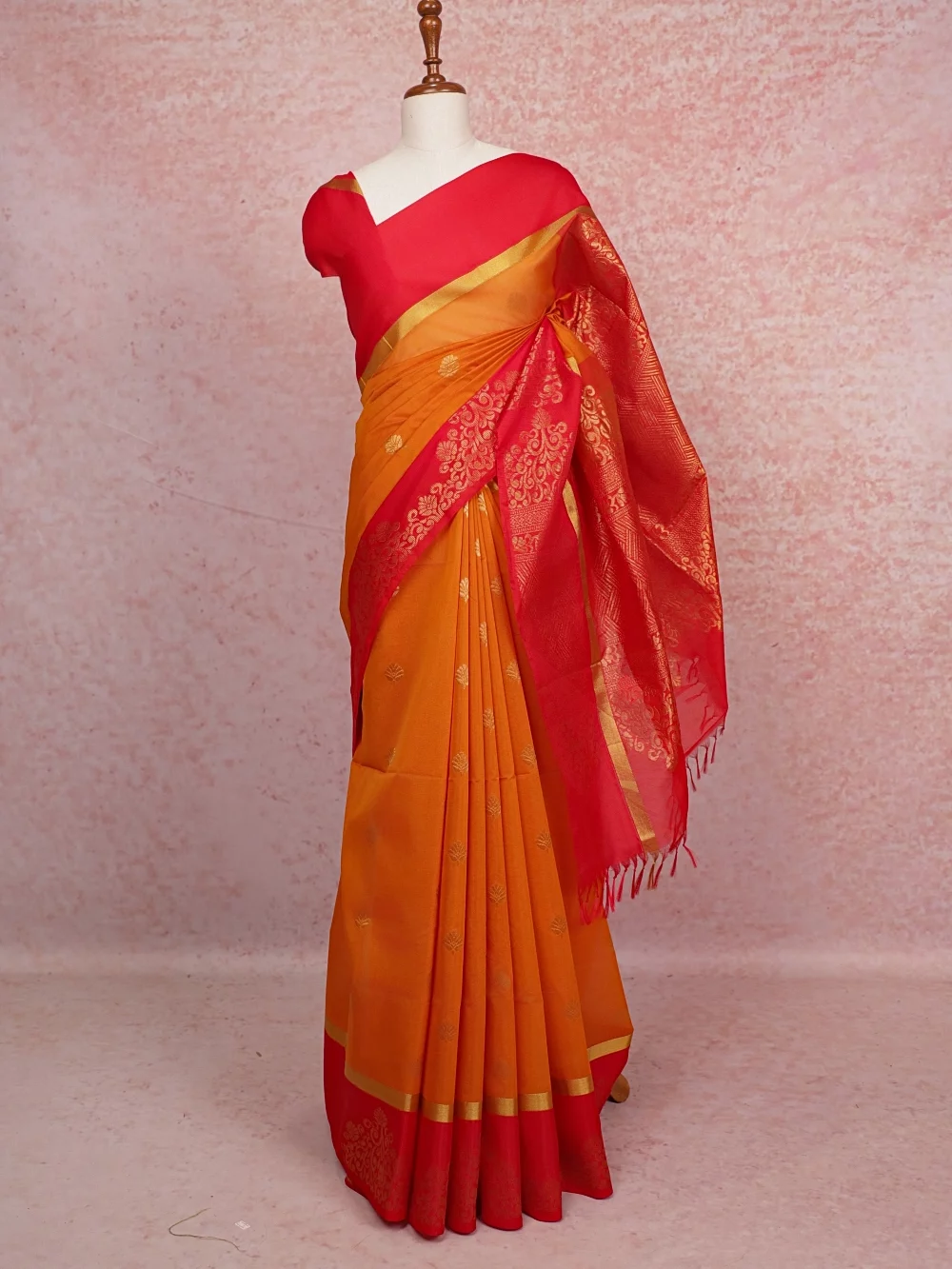 Mango Yellow Cotton Silk Saree