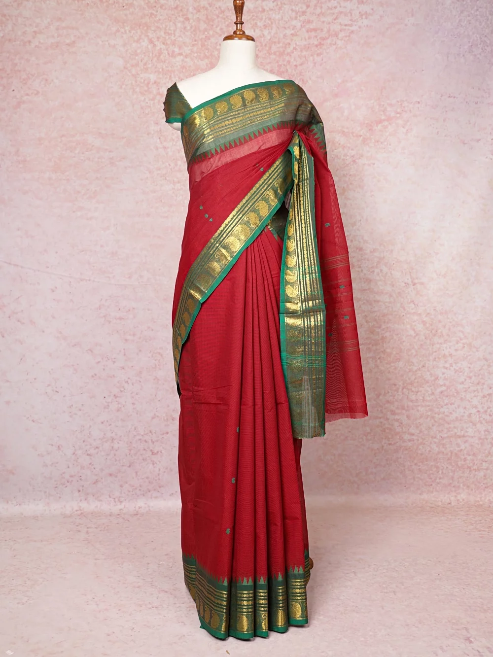 Maroon Cotton Saree