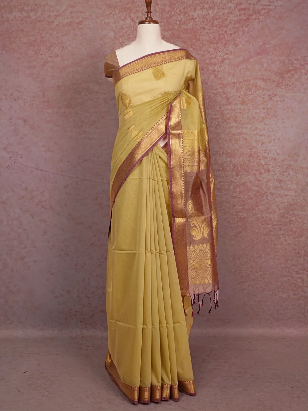 Light Green Cotton Silk Saree