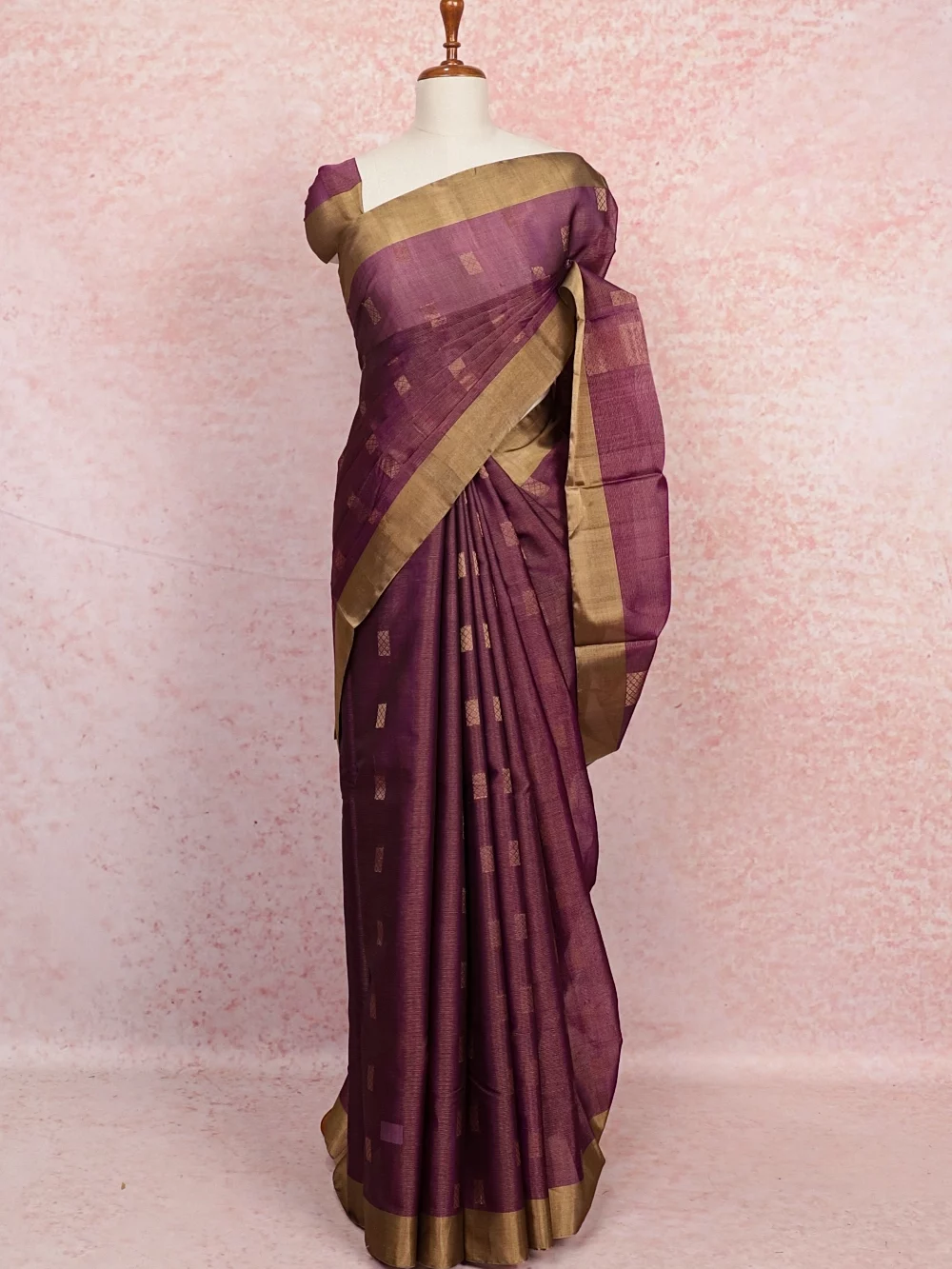 Wine Cotton Silk Saree