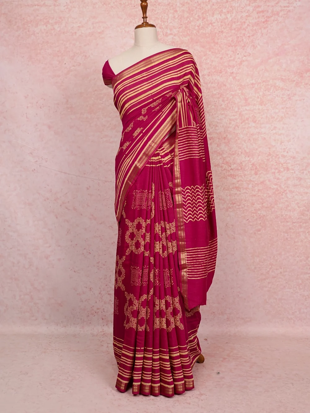 Magenta Semi Chanderi Saree