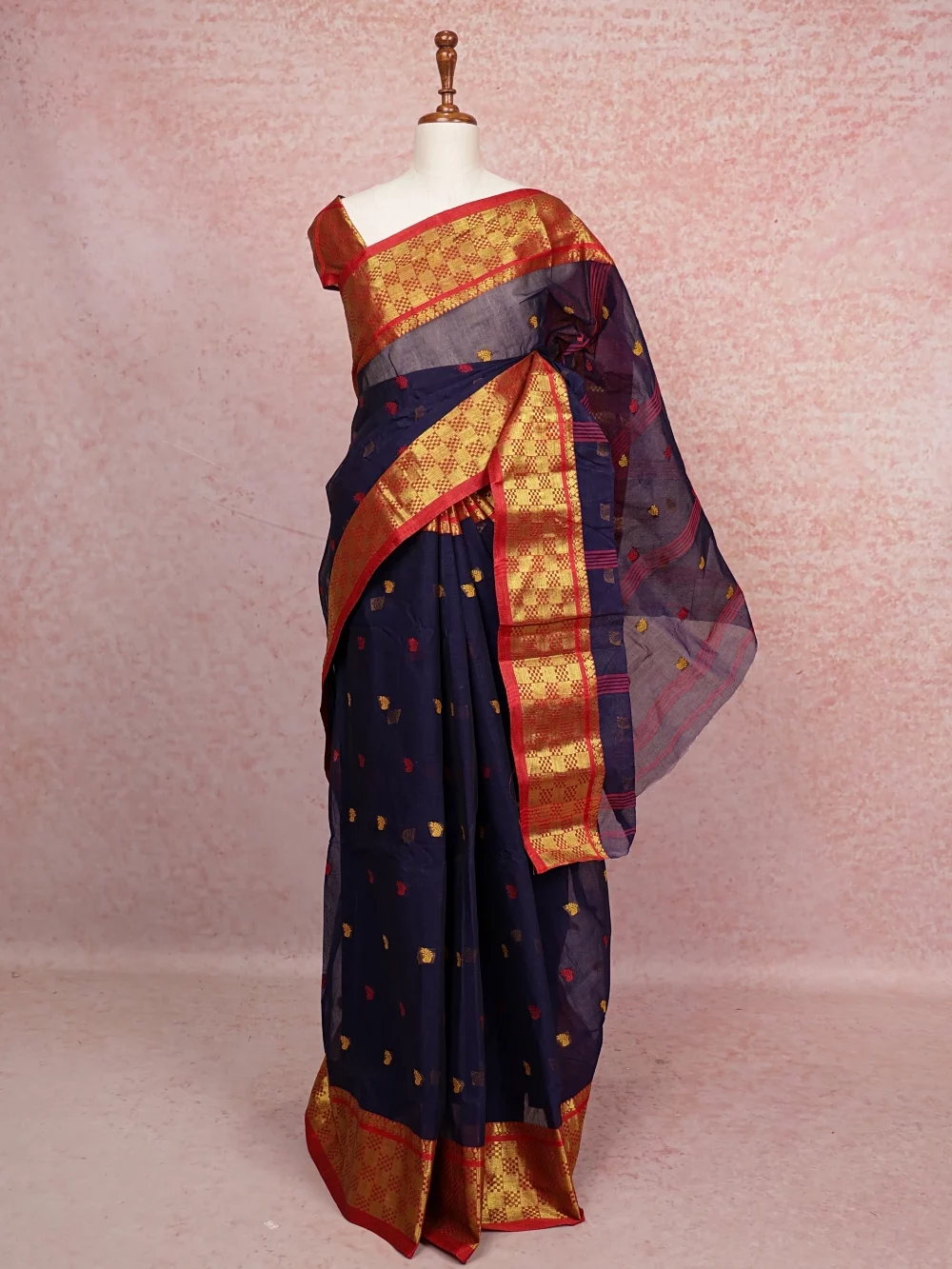 Navy Blue Cotton Saree