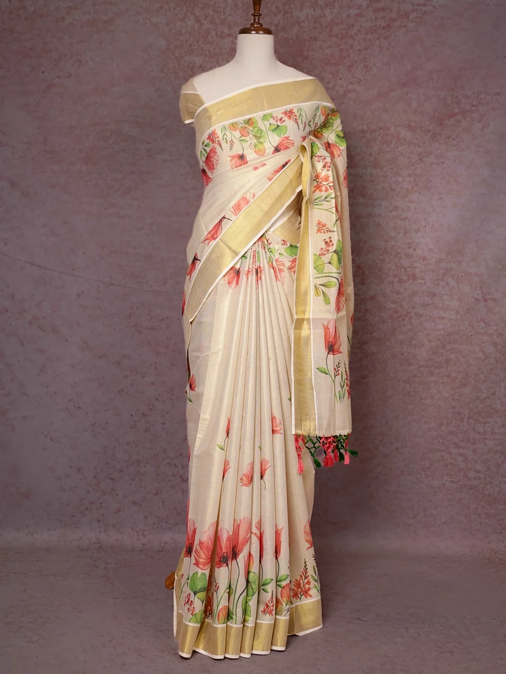 Gold  Tissue Kerala Saree
