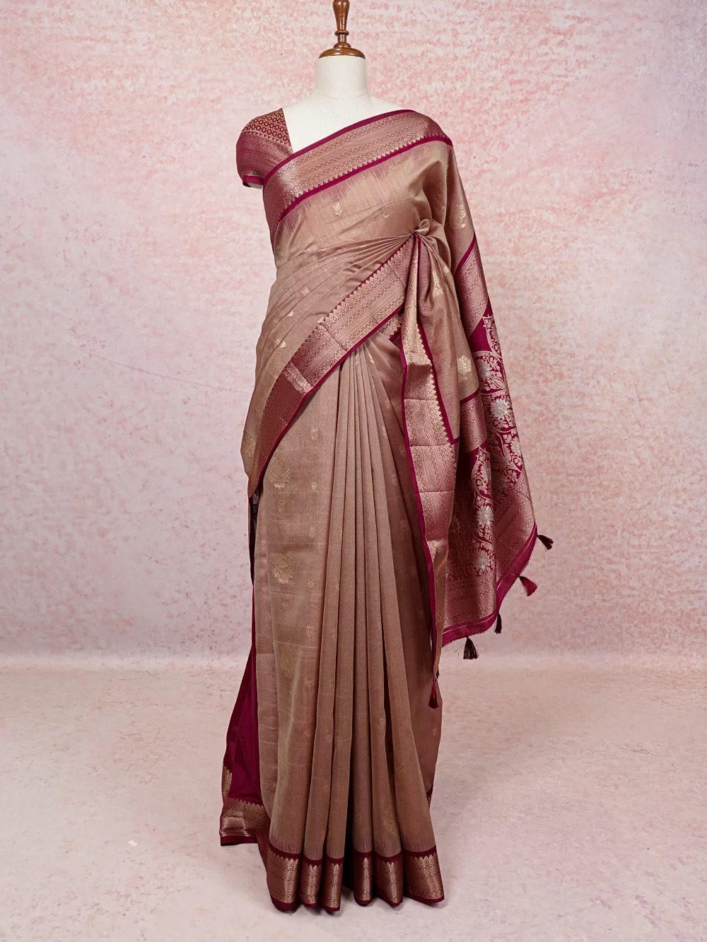 Onion Pink Semi Chanderi Saree