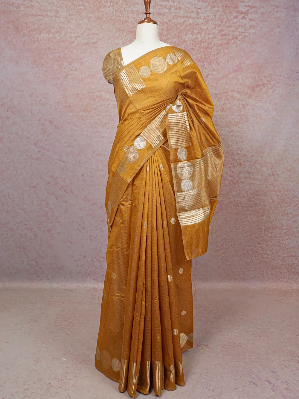Mustard Yellow Semi Silk Saree