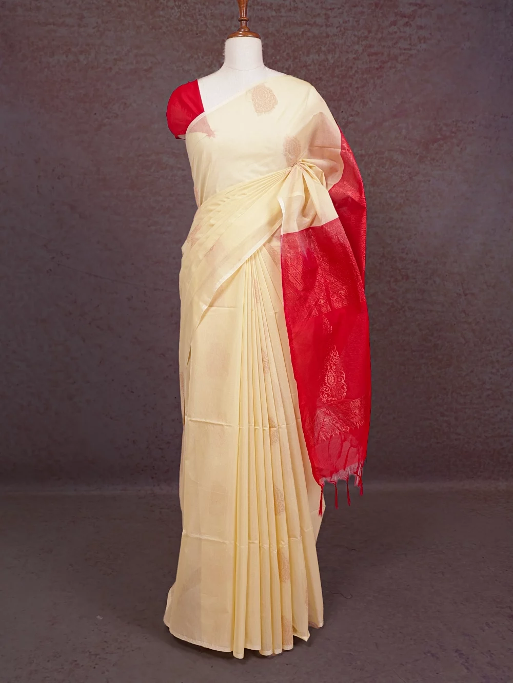 Cream Cotton Silk Saree