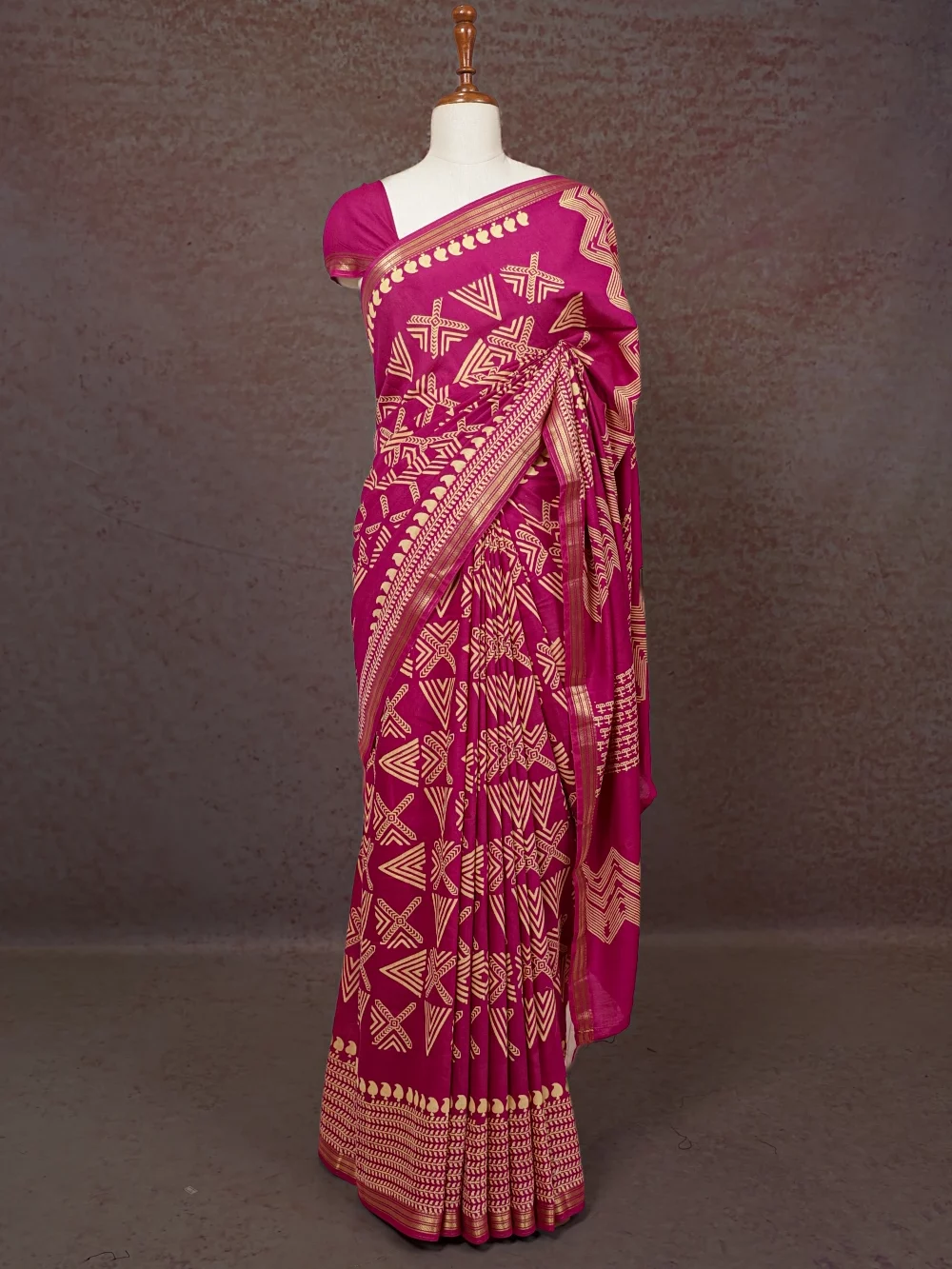 Magenta Semi Chanderi Saree