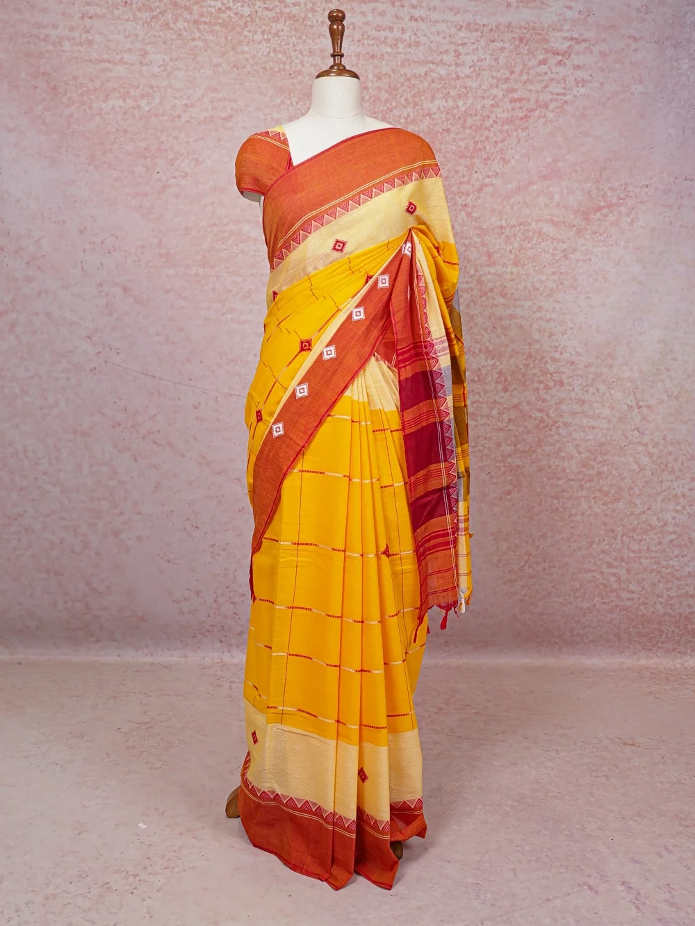 Yellow Soft Cotton Saree