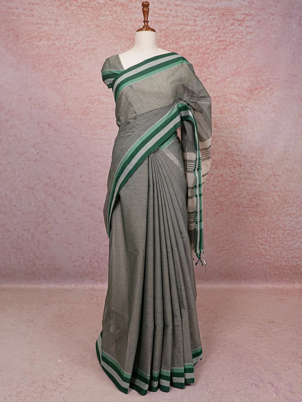 Grey Cotton Saree