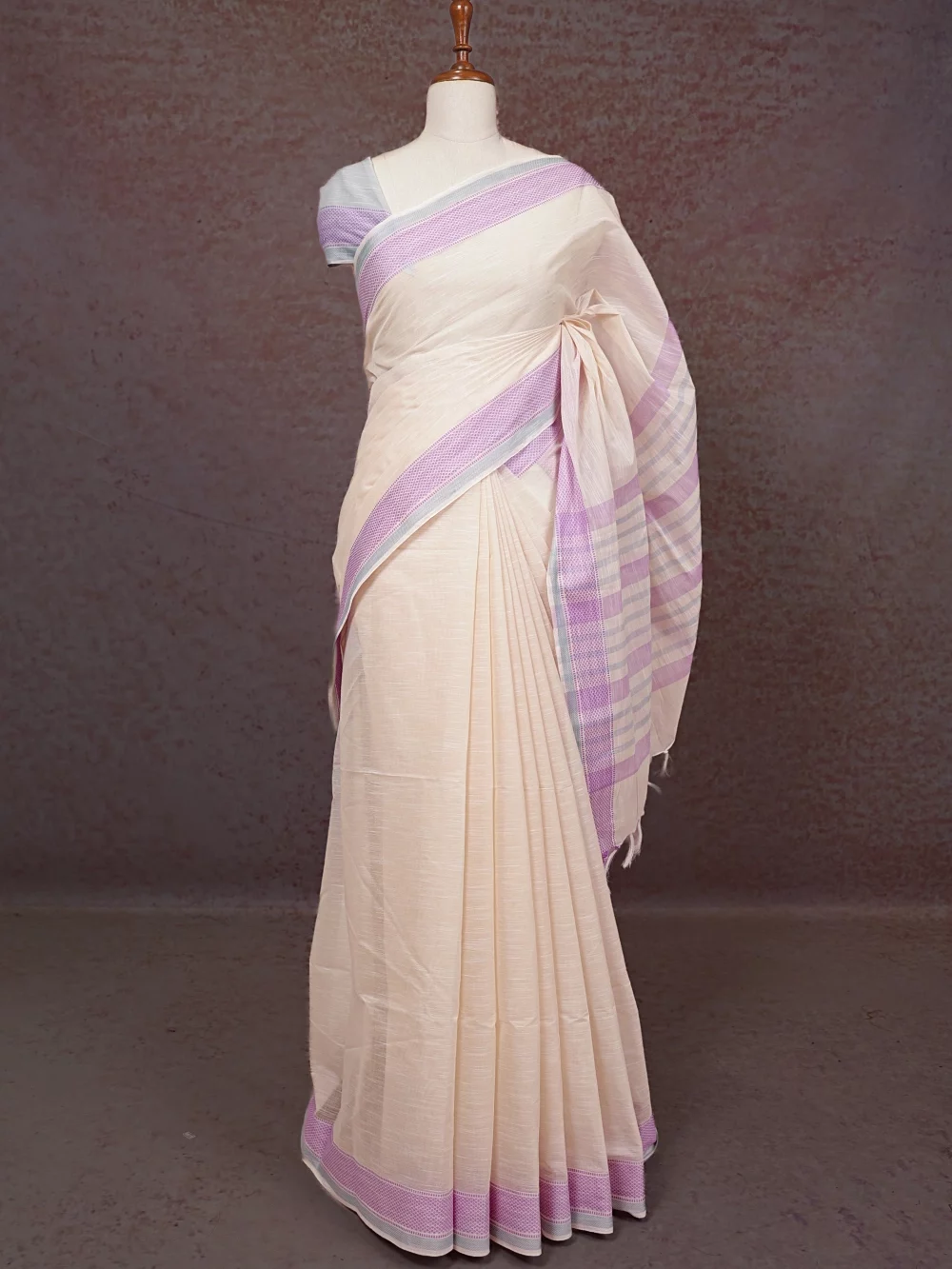 Cream Cotton Saree