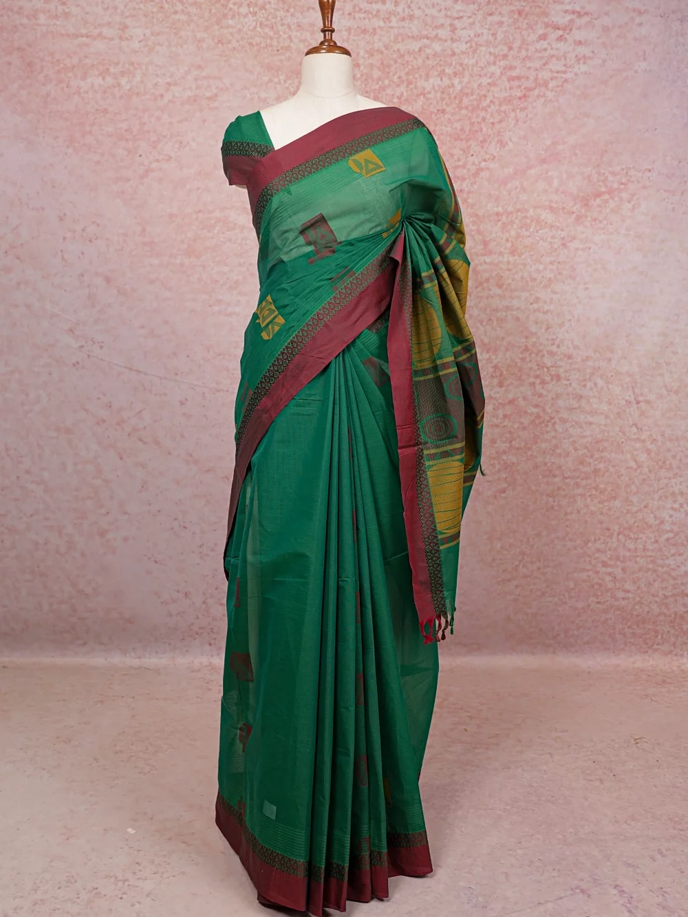 Green Cotton Saree