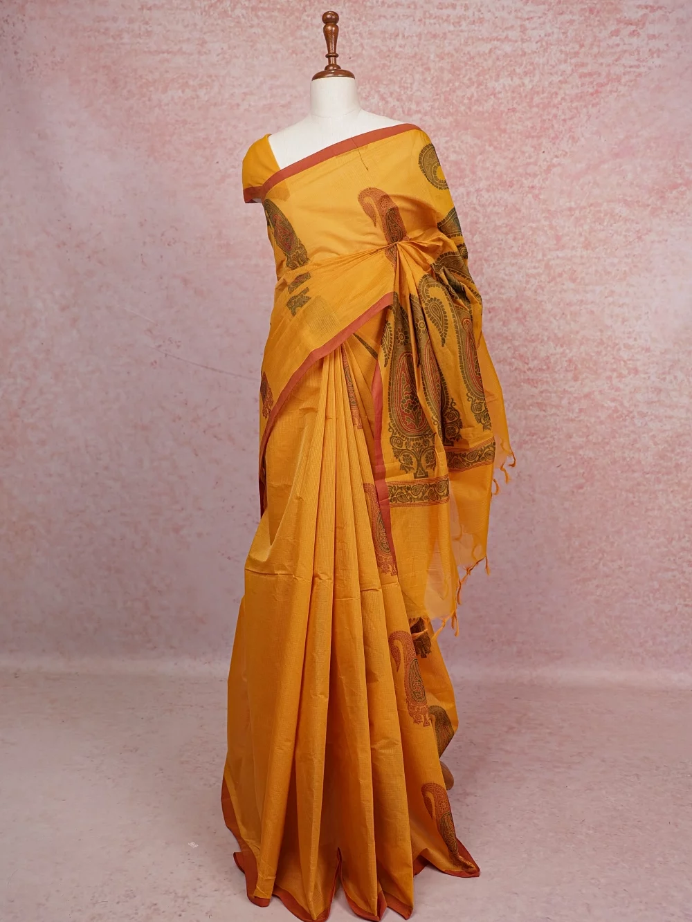 Mango Yellow Cotton Saree