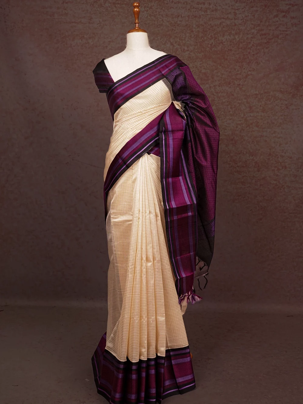Cream Colour Cotton Silk Saree