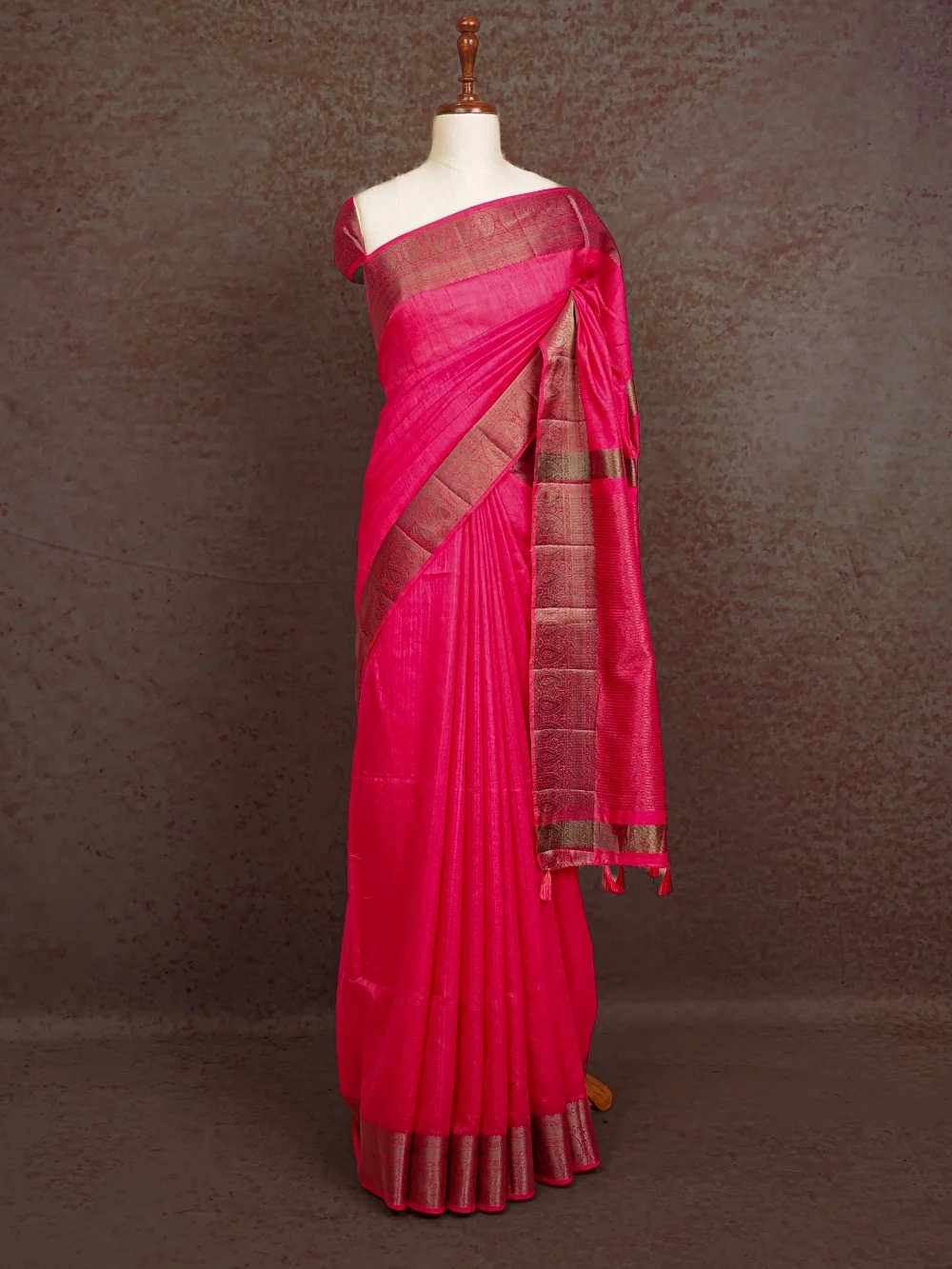Pink Semi Jute Saree